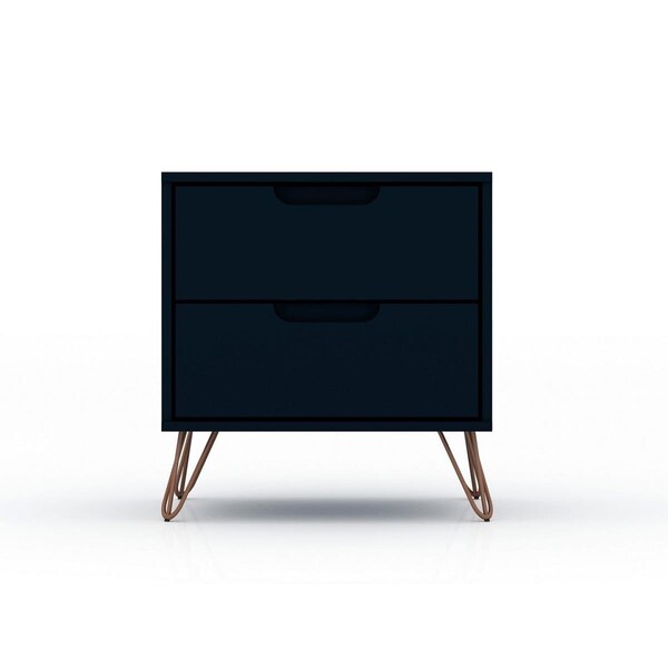 Designed To Furnish Rockefeller 2.0 Nightstand with 2-Drawer in Tatiana Midnight Blue, 21.65 x 20.08 x 17.62 in. DE2616283 - main